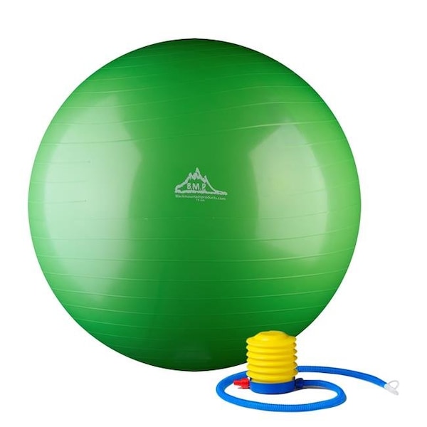 Black Mountain Products 55cm Green Gym Ball 55 cm Static Strength Exercise Stability Ball with Pump; Green 55cm Green Gym Ball - main